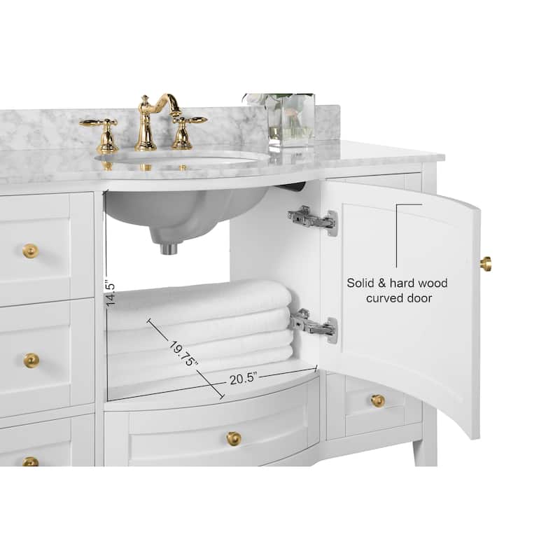 Ancerre Designs Lauren Vanity Set with Carrara White Marble Top