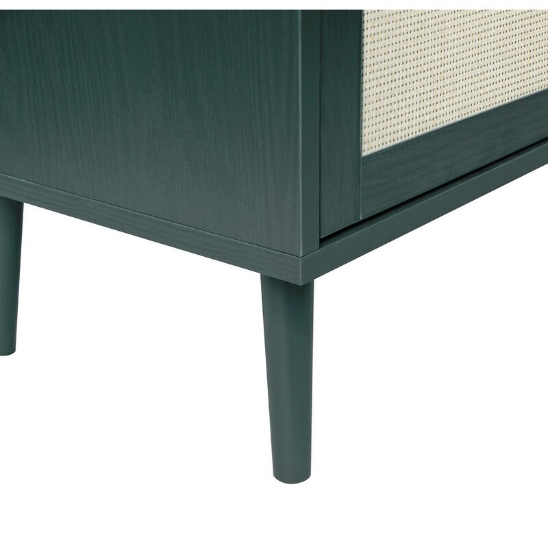 Farmhouse Rattan 3-Drawer Dresser, Dark Green - Overstock - 39256097