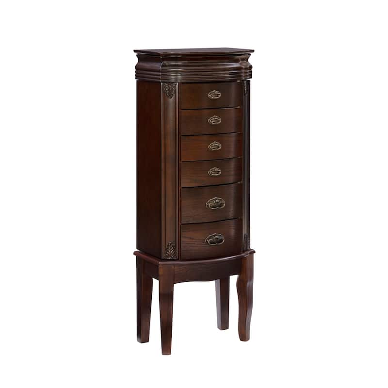 6-Drawer Wooden Jewelry Armoire - 40.25" - Espresso Brown