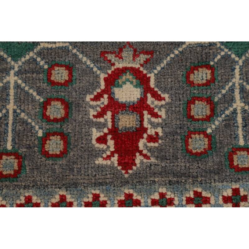 All-Over Gray Kazak Oriental Area Rug Handmade Living Room Wool Carpet - 6'8" x 9'8"