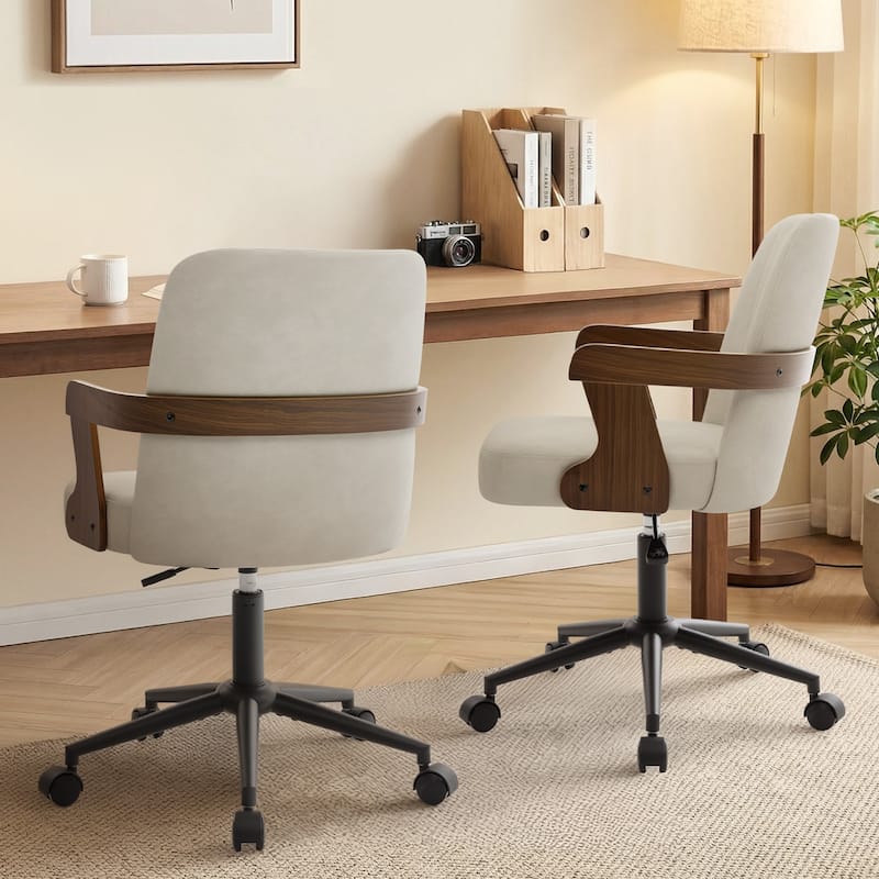 Swivel Home Office Chair Adjustable Height Desk Chair with Wheels and Armrests - 32.7"-36.6"H x 19.9"W x 22.8"D