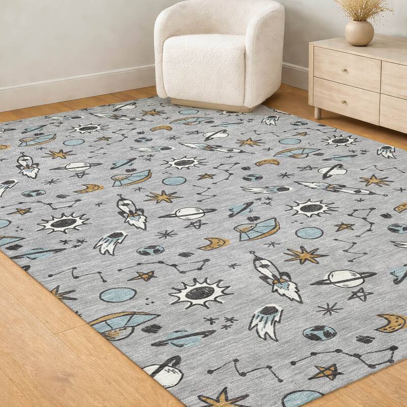Machine Washable Indoor/ Outdoor Spaceship Chantille Rug