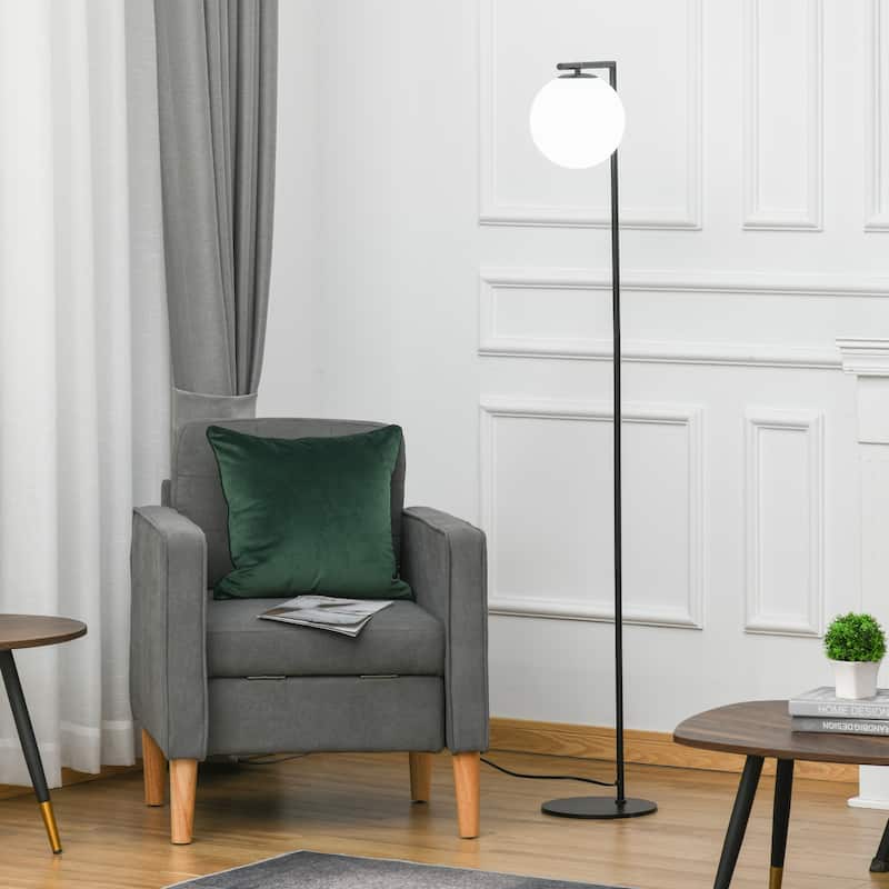 HOMCOM Metal Floor Lamp, Standing Light with Adjustable Lampshade for Living Room, Bedroom, Office - Black