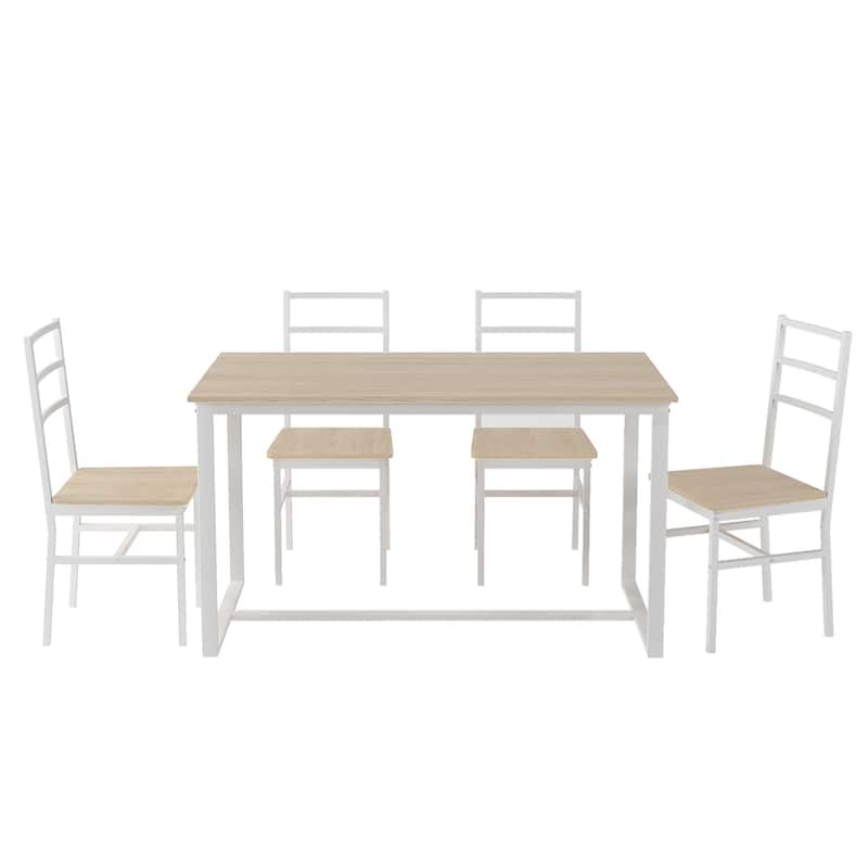 Modern Dining Table Set with Industrial Style Backrest Table and Chairs, Kitchen Breakfast Nook, Coffee Table, Workbench