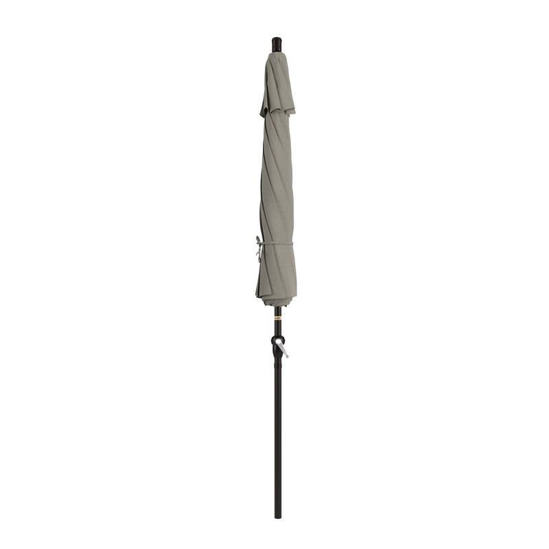 California Umbrella 9' Sunset Series Patio Umbrella Bronze Aluminum Frame and Ribs, Crank Lift Auto Tilt, Olefin Royal Blue