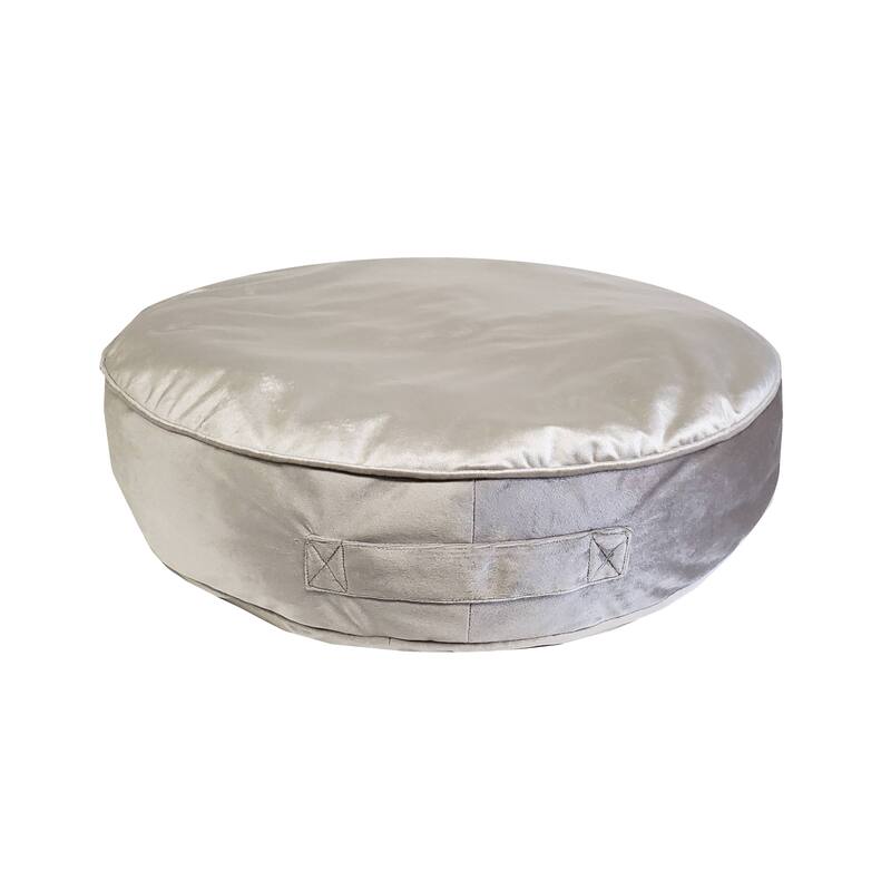 Edie At Home Velvet Round Floor Pillow, Silver Grey