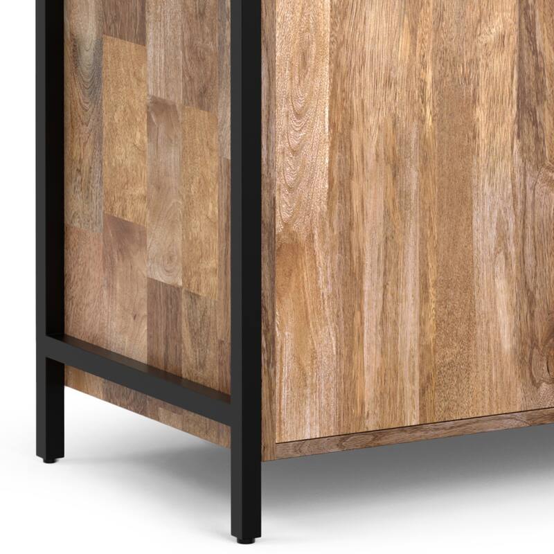 WYNDENHALL Paola SOLID MANGO WOOD 74x30 inch Modern Large Bookshelf with Cabinet in Natural