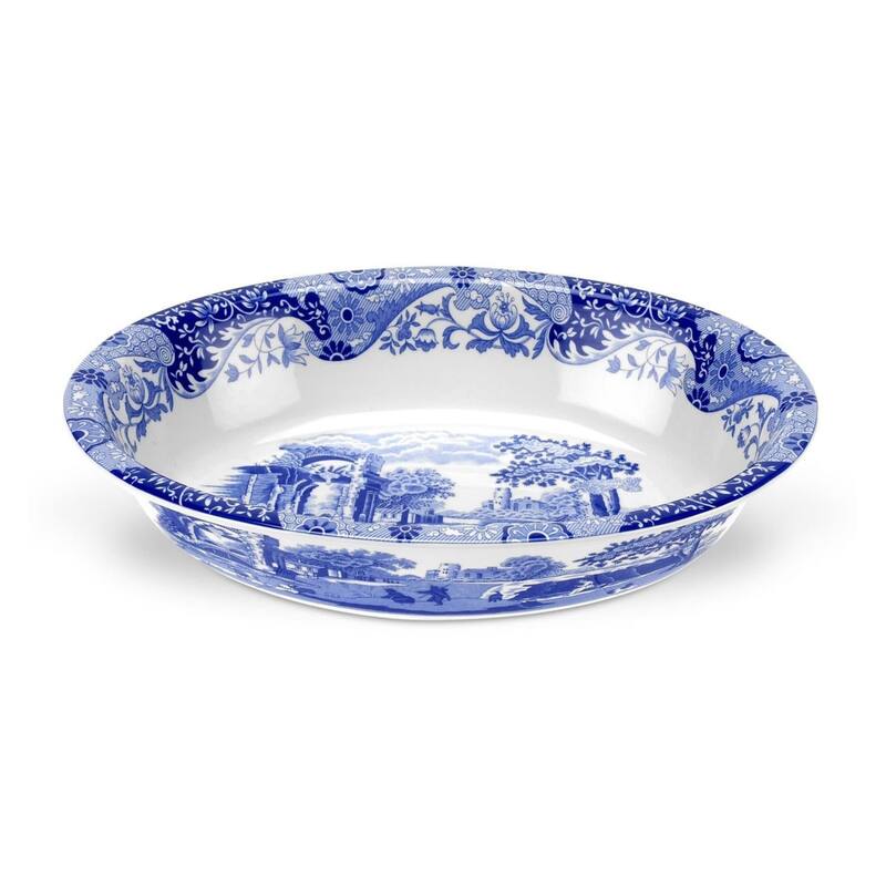 Spode Blue Italian Oval Rim Dish - 12.5 inch x 8.75 inch