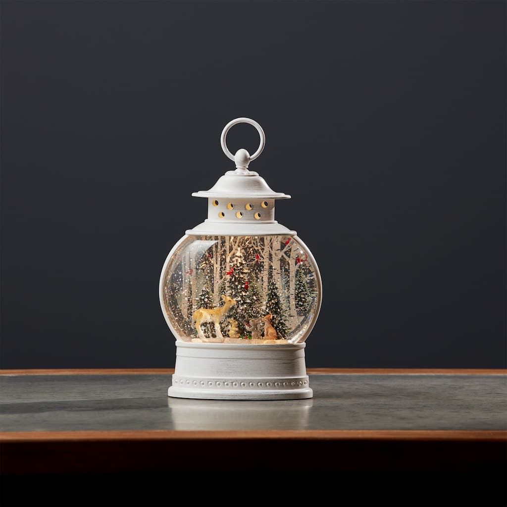 LED Lighted Forest Friends Lantern Christmas Snow Globe - 11.5"