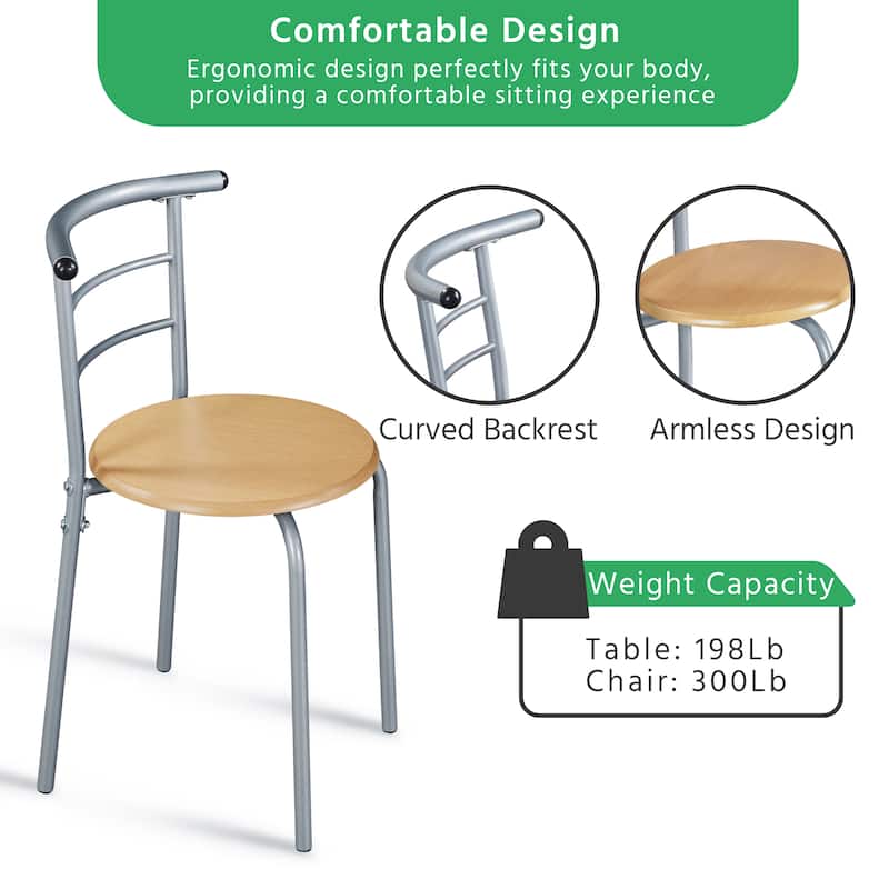 Yaheetech Modern Round Dining Table Set, 3 Piece Dining Room Sets for Kitchens, Apartments