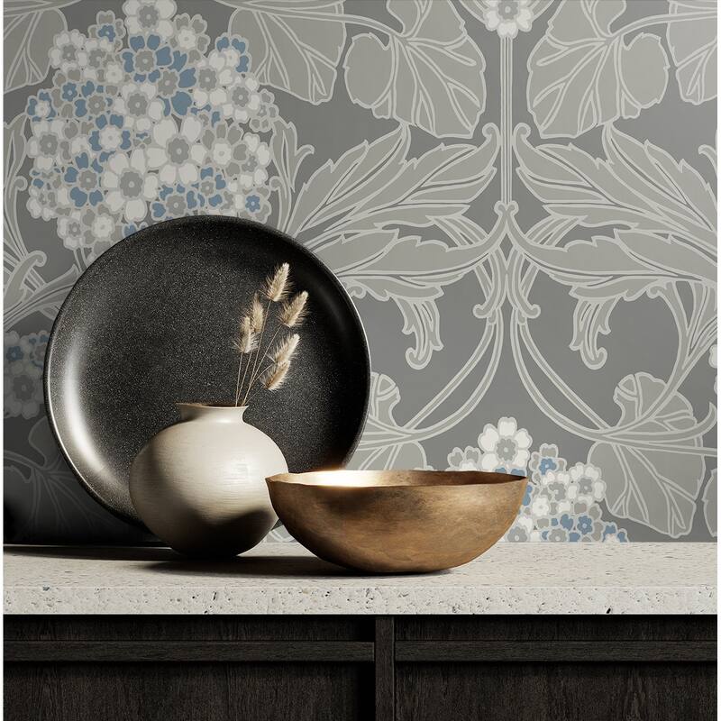 Seabrook Designs Floral Hydrangea Nonwoven Unpasted Wallpaper