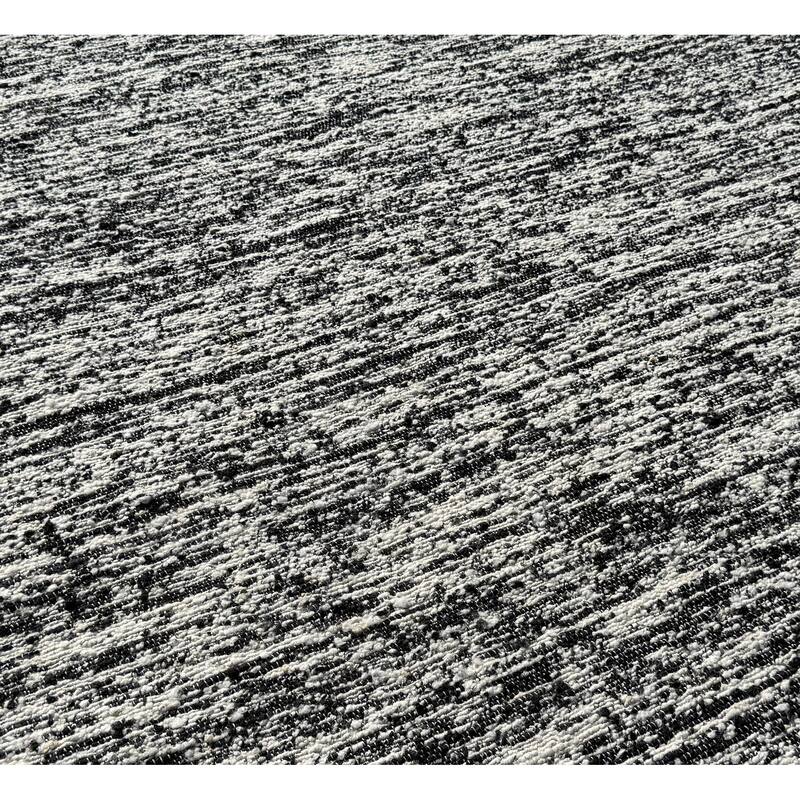 Black White Wool Handmade Modern Minimal Flatweave Area Rug - 8' x 10'