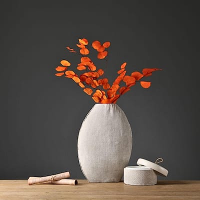 Rotund White Textured Polyresin Vase
