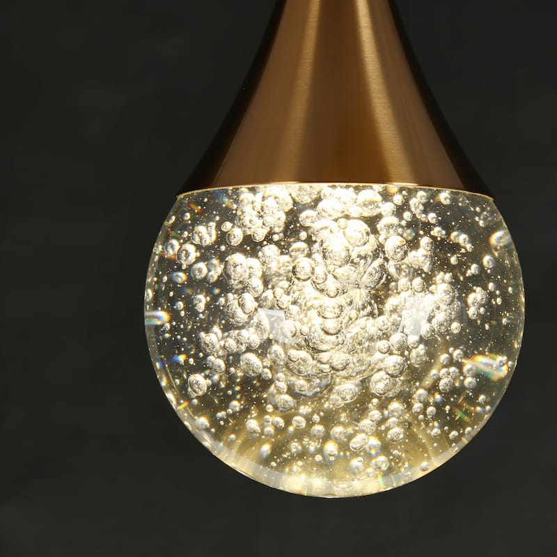 Modern 3-Light LED Chandelier Gold Cluster Island Lights for Kitchen Island - Dia. 9.8" x H 7.7"