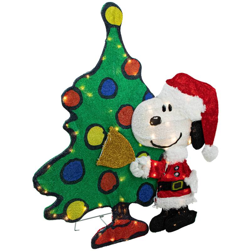 32" LED Peanuts Snoopy Christmas Tree Outdoor Decoration Clear Lights - Green