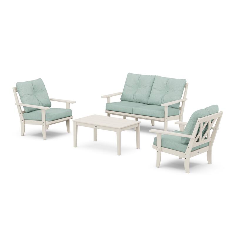 POLYWOOD Canyon 4-Piece Deep Seating Set with Loveseat - Sand / Glacier Spa