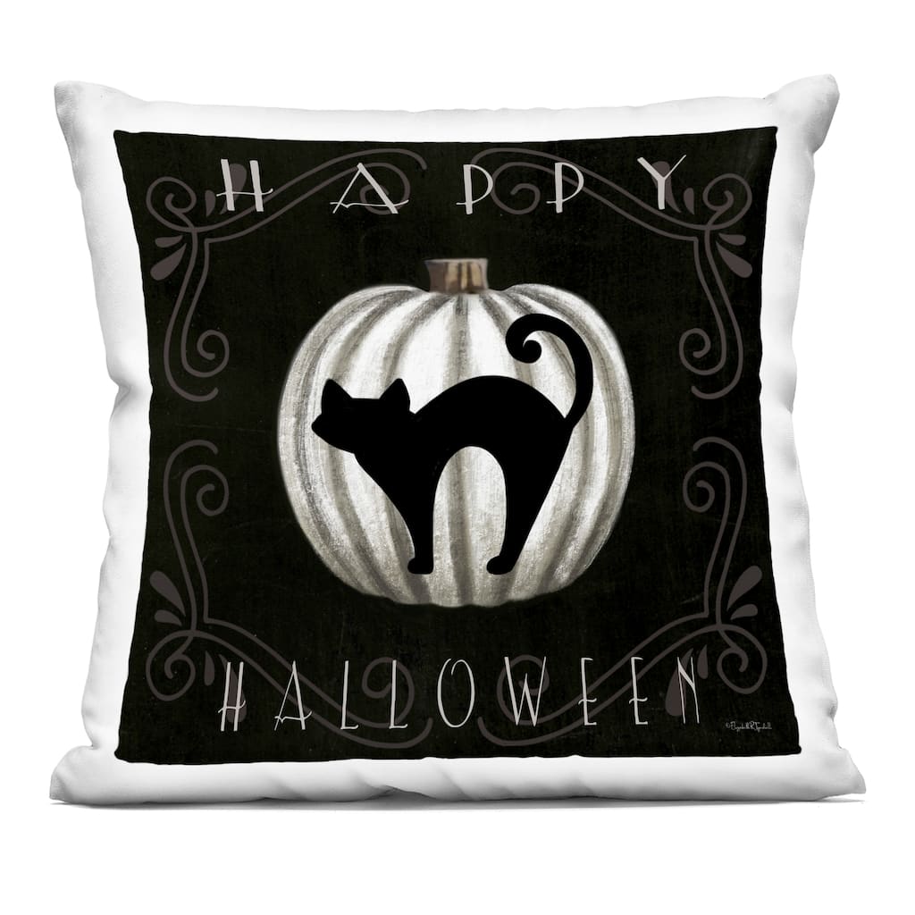 Stupell Happy Halloween Cat & Pumpkin Decorative Printed Throw Pillow Design by Elizabeth Tyndall