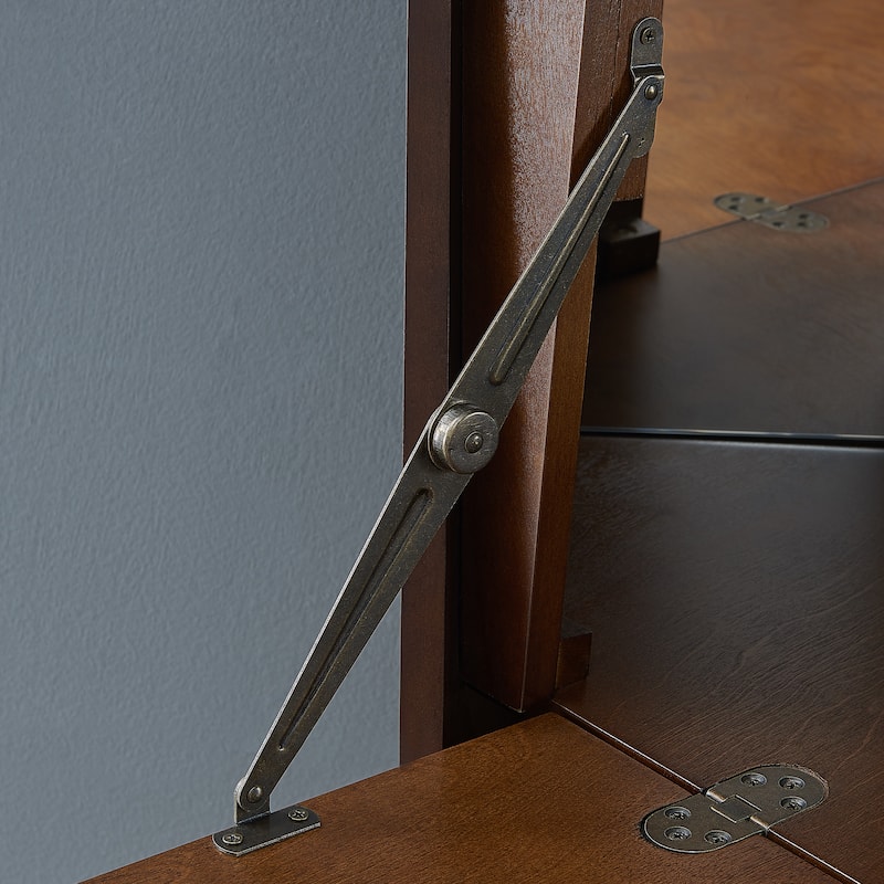SEI Furniture Haramsoya Dark Tobacco Geometric Corner Bar Cabinet