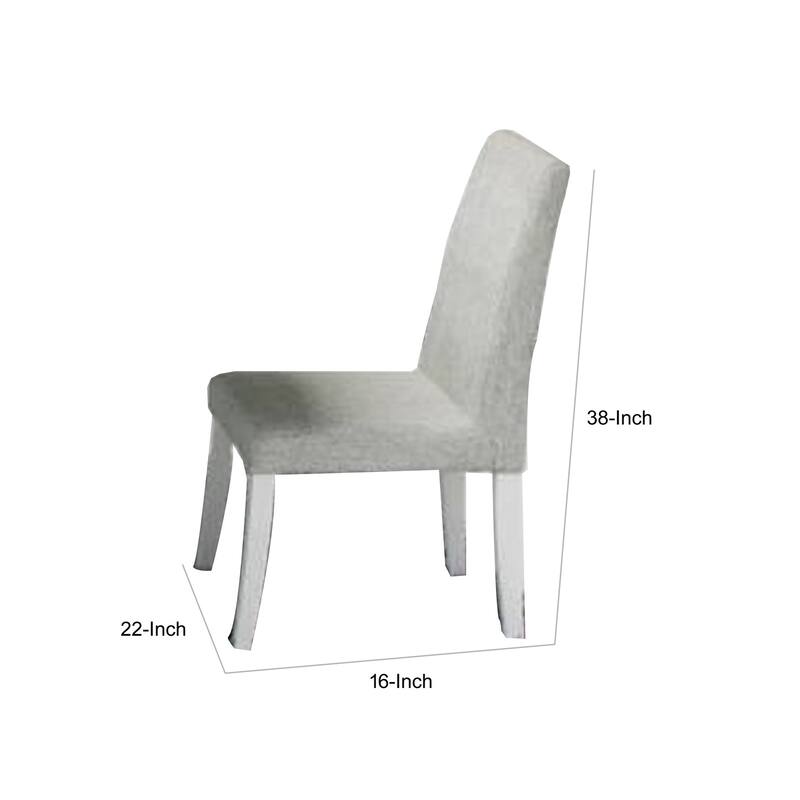 White/White Fabric Upholstered Wood Frame Dining Chair, Set of 2, Sturdy Dining Chair for Dining Rooms - 15.5