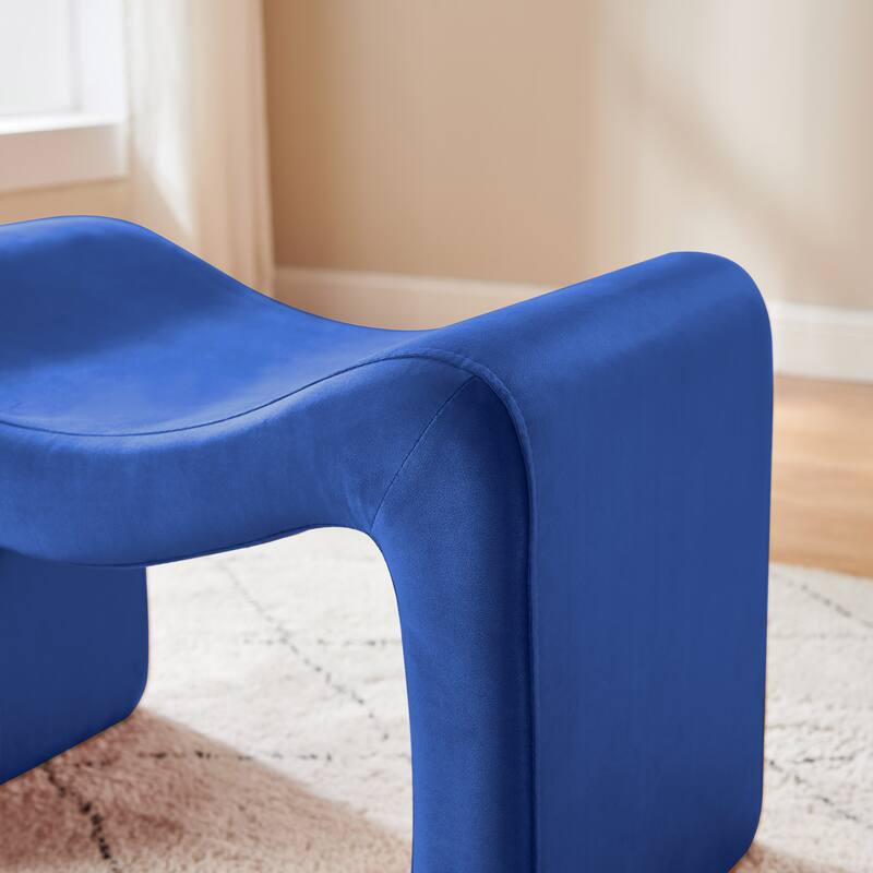 VANOMi Upholstered Pouf, Mid-Century Modern Ottoman, Cometemporary Foot Stool For Living Room Extra Vanity Seat For Small Space