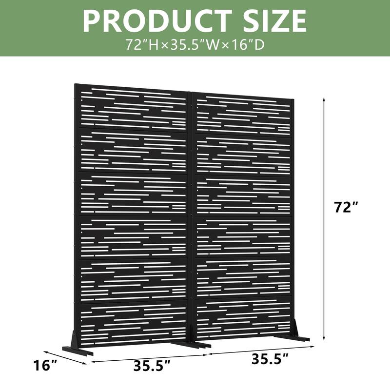 Outdoor Privacy Screen with Stand for Patio Garden Metal Fence Set of 2