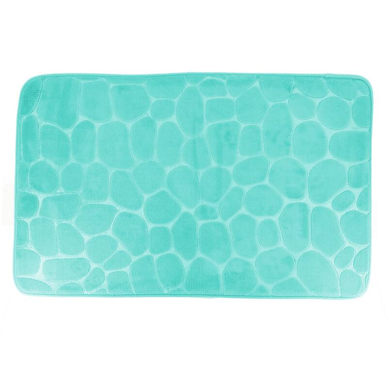 Memory Foam Bath Mat Pebble Design 32x20 - Aqua Blue