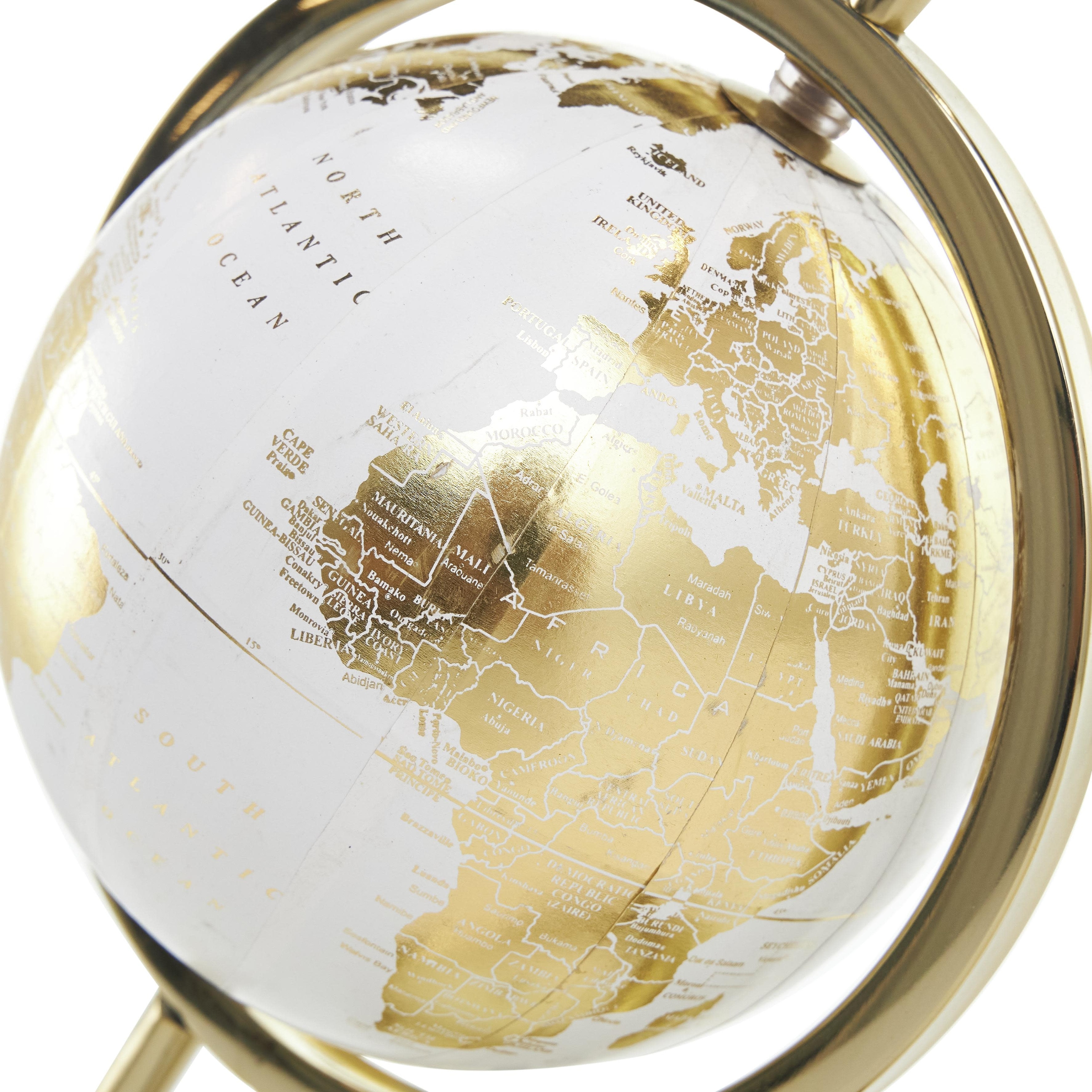 Aluminum Metal Armillary Globe with White Center - Gold - Roche