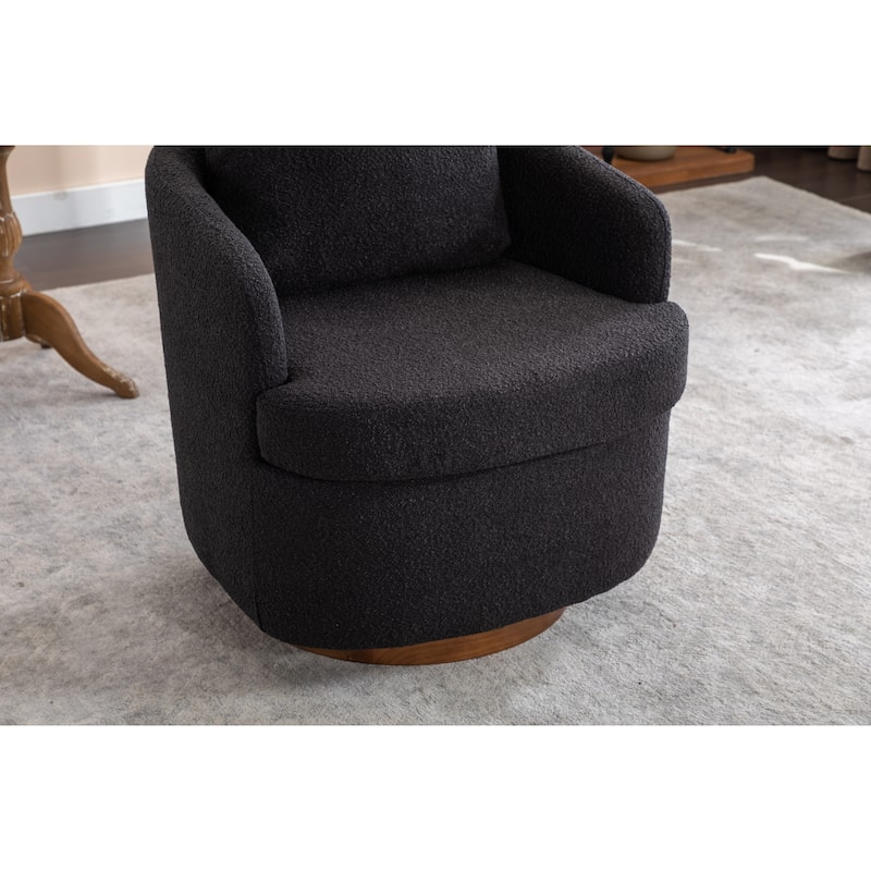 30.3" Swivel Accent Chair with Wood Base