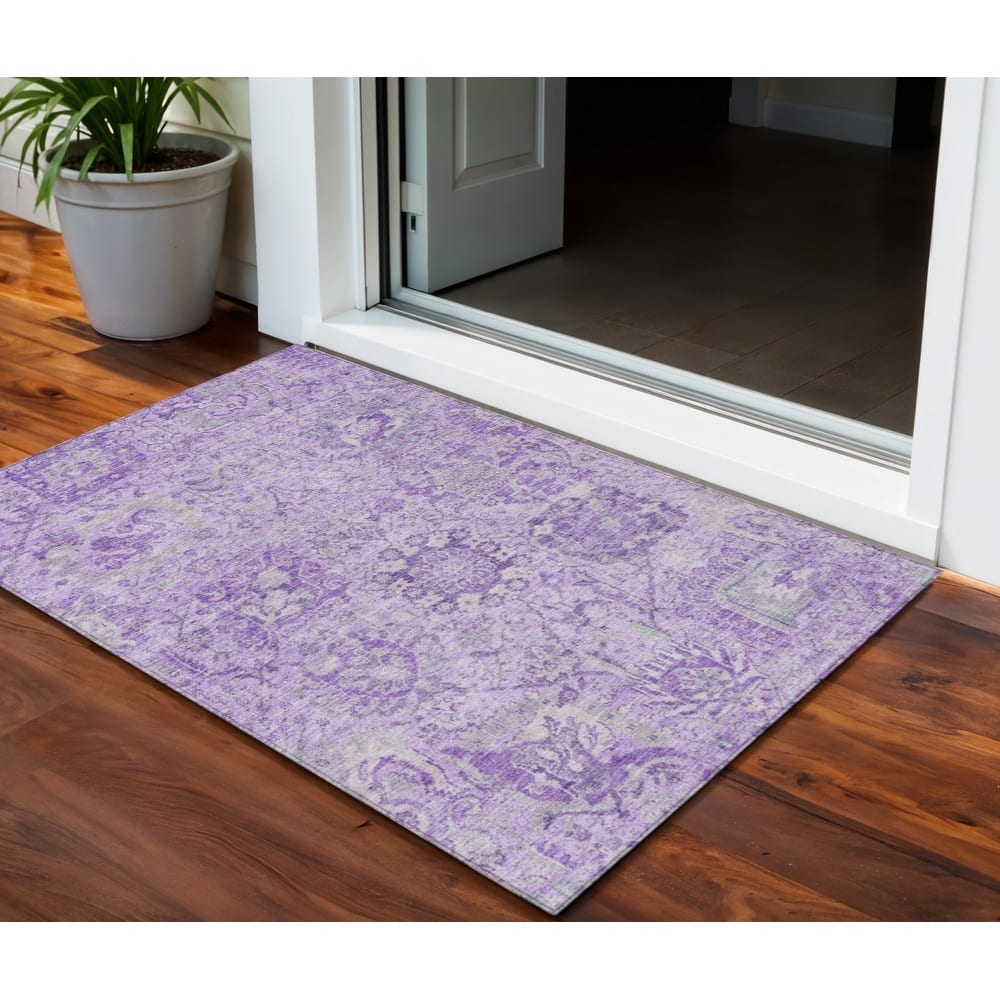HomeRoots Damask Traditional Rectangle Outdoor Rug