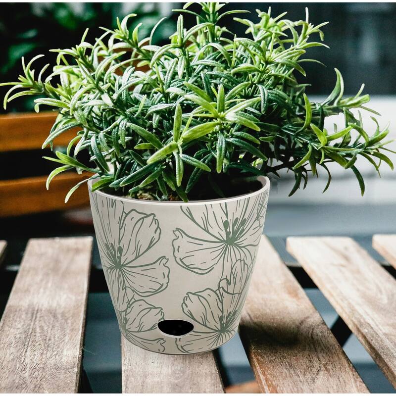 7" Round Self-Watering Indoor/Outdoor Bamboo Pots