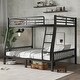 preview thumbnail 1 of 9, Full XL Over Queen Bunk Bed, Guardrails, Metal Frame Black