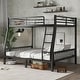 preview thumbnail 23 of 30, Metal Bunk Bed with Ladder and Metal Slats Support, Storage Underneath, Heavy Bunk Beds, Black Bed Frame, No Box Spring Needed