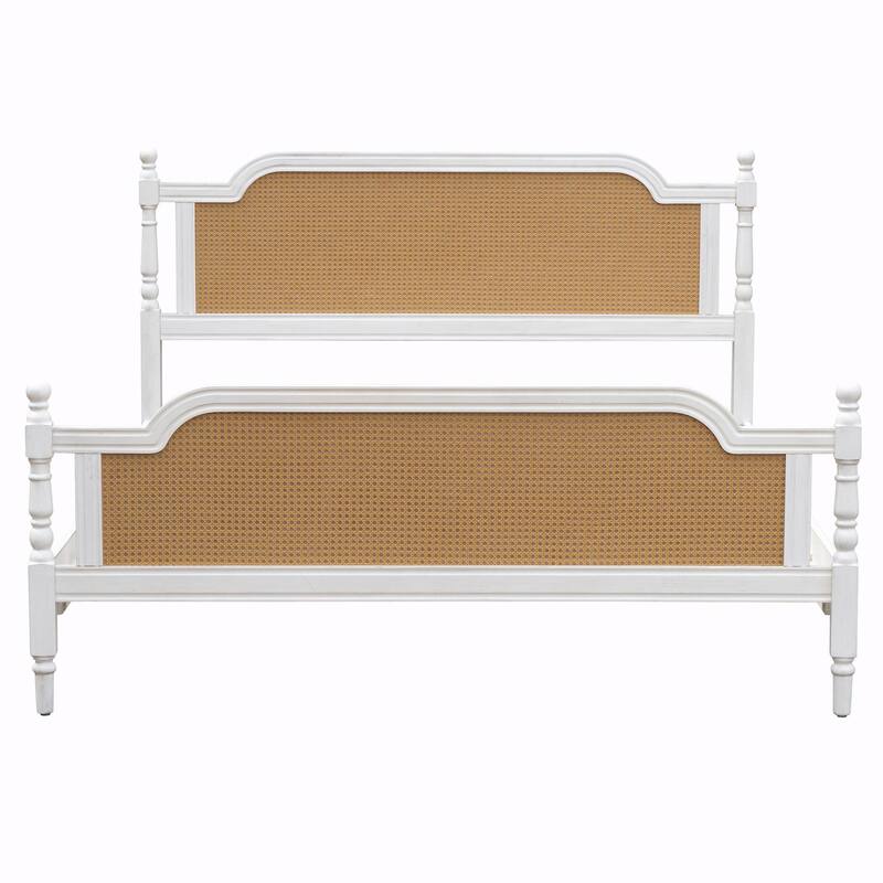 Traditional Style Rattan Bed Frame - No Box Spring Needed