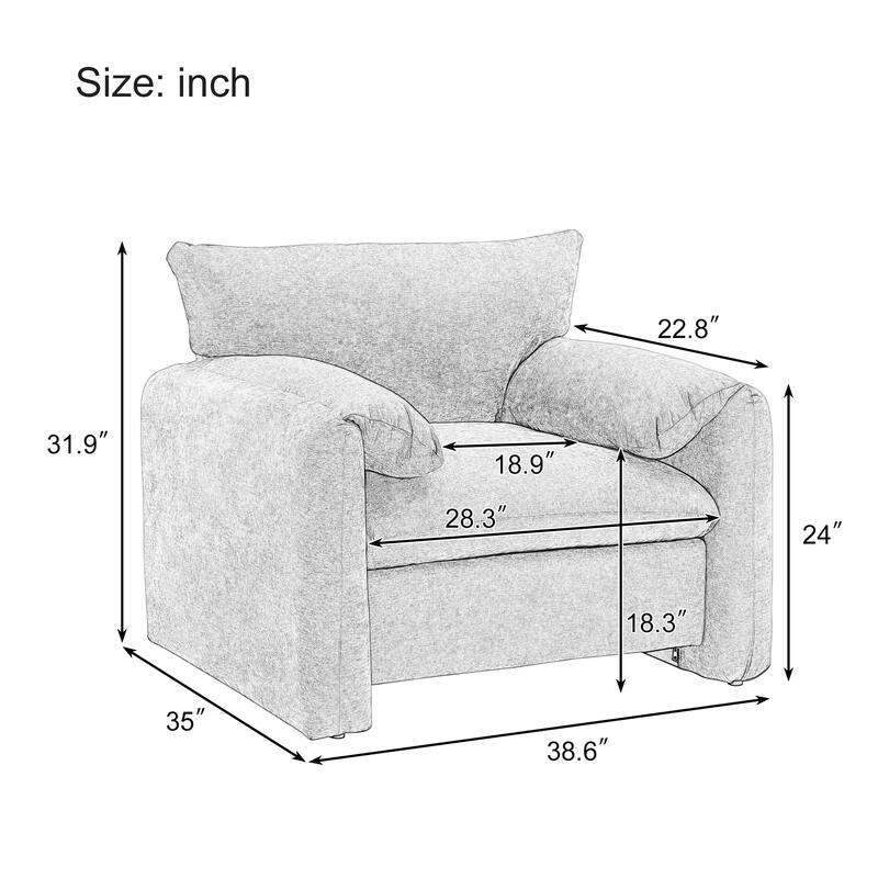 38.6'' W Chenille Oversized Armchair