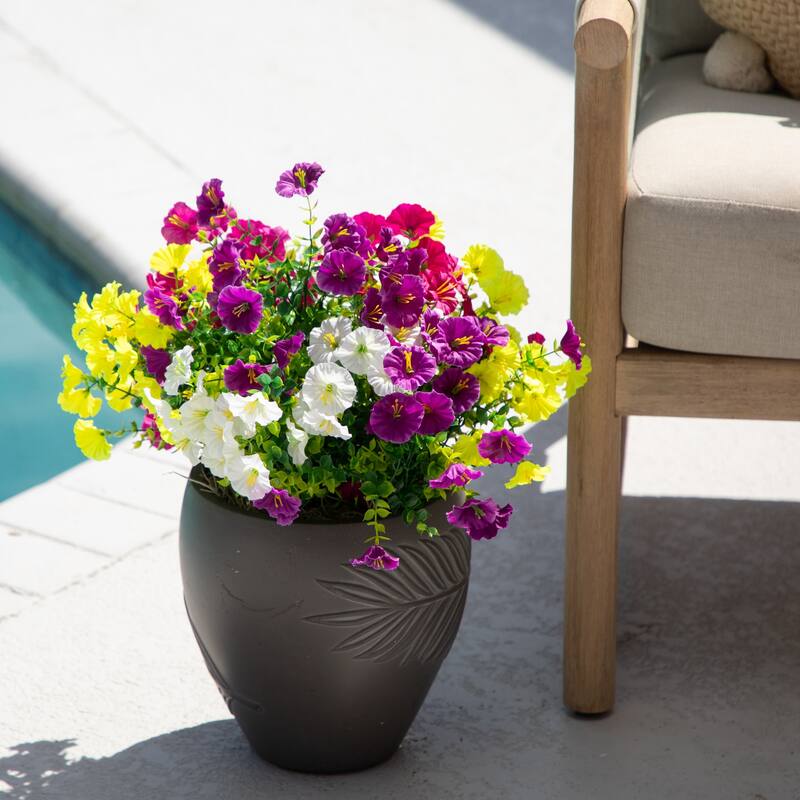 14-in UV Resistant Artificial Morning Glory Bush - Set of 12