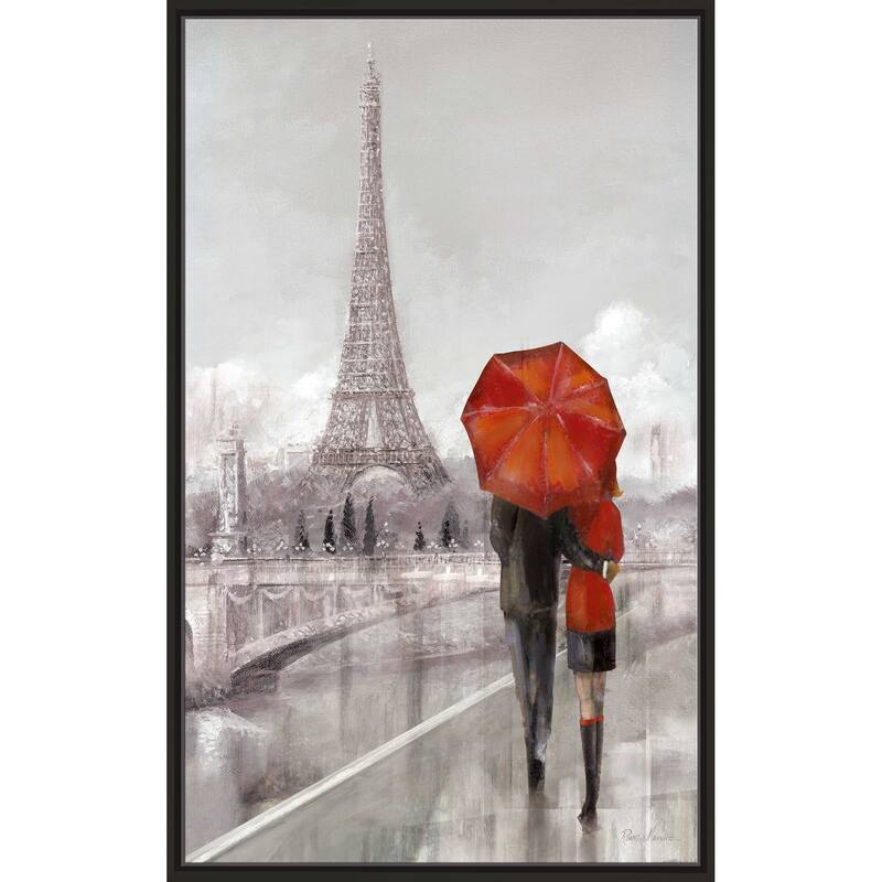 "Modern Couple In Paris" by Ruane Manning Print on Floating Canvas