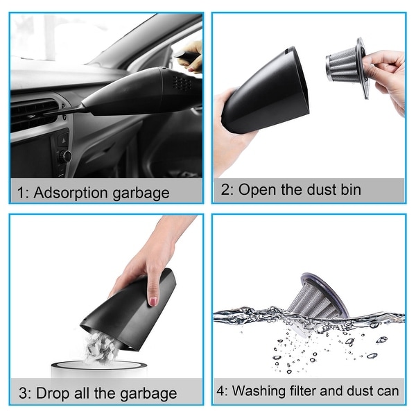Black Portable Handheld Car Vacuum Cleaner with Strong Suction; DC 12-Volt 120W High Power/Wet & Dry Use; with 15ft Power Cord LOVIN PRODUCT Car Vacuum 2 Filters & Carry Bag 