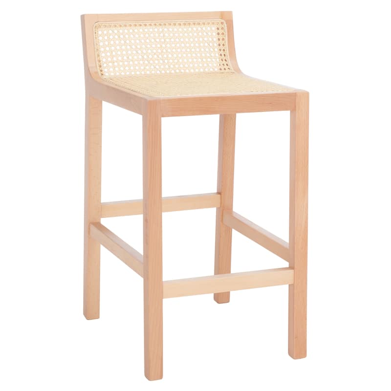 SAFAVIEH Carry Low Back Cane Counter Stool - 16" W x 19" D x 31" H - 16Wx19Dx31H
