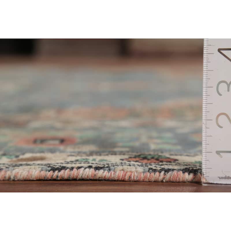 Blue Floral Tabriz Persian Vintage Area Rug Handmade Wool Carpet - 6'7"x 9'11"