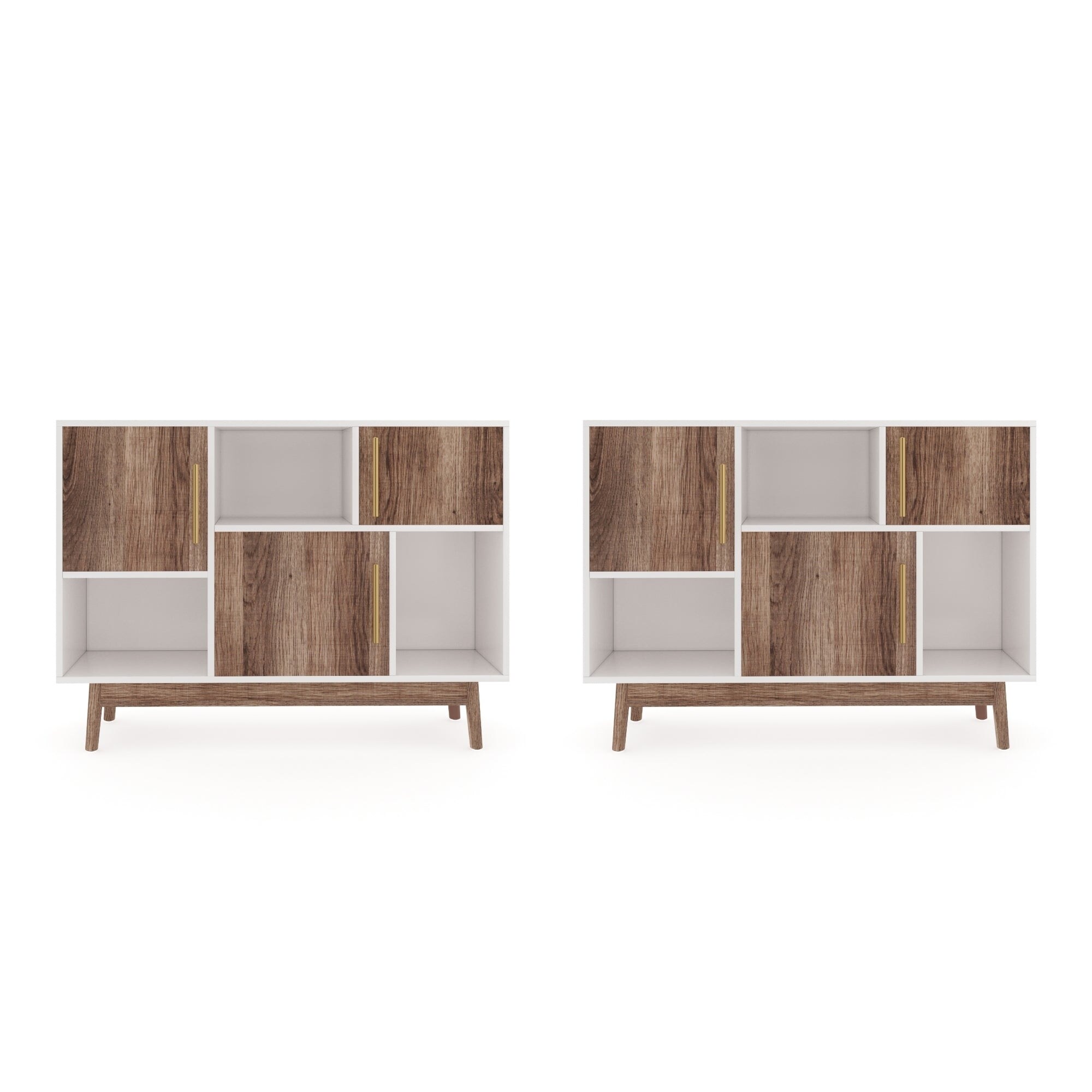 Nathan james ellipse brown cube storage deals with display shelves and white cabinet doors
