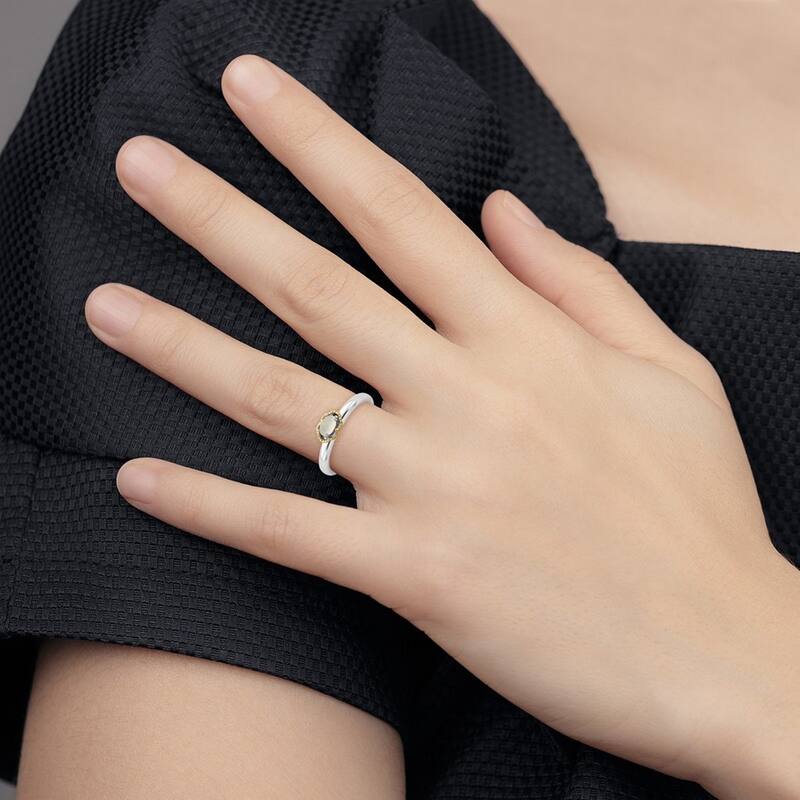 Curata 2.25mm 925 Sterling Silver Prong set and 14k Stackable Expressions Celestial Moonstone Polished Ring