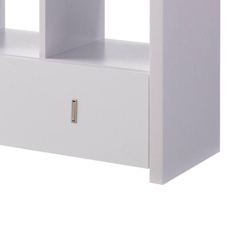 Beak Shoe Bench, 3 Open Shelves 1 Drawer, 34 Inch Classic White Finish