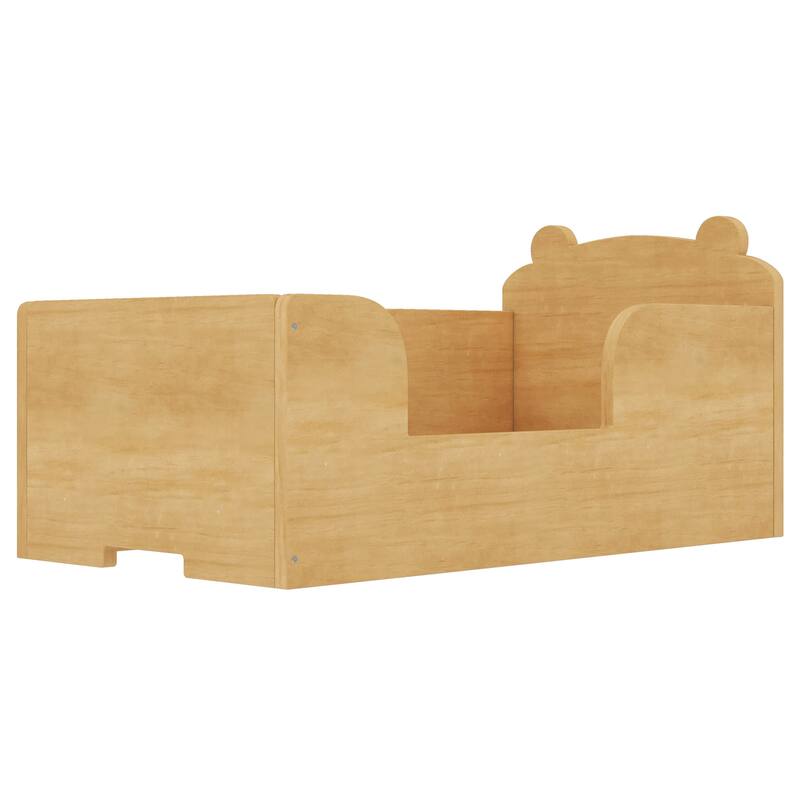 Toddler Floor Bed Frame, Cot Bed for Boys and Girls Ages 3-6, Bear Shape Toddler Bed