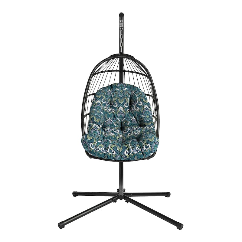 ARDEN Plush Indoor / Outdoor Egg Chair Cushion, 34 x 49 - Sapphire Aurora Blue Damask