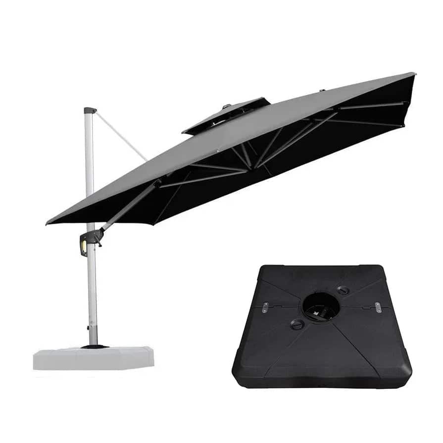 PURPLE LEAF 11ft Square Patio Cantilever Umbrella with Base Included
