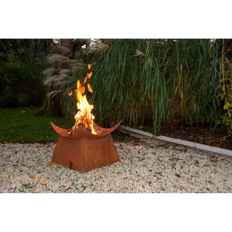 19.25" Brown Solid Rustic Finish Square Patio Garden Fire Bowl St
