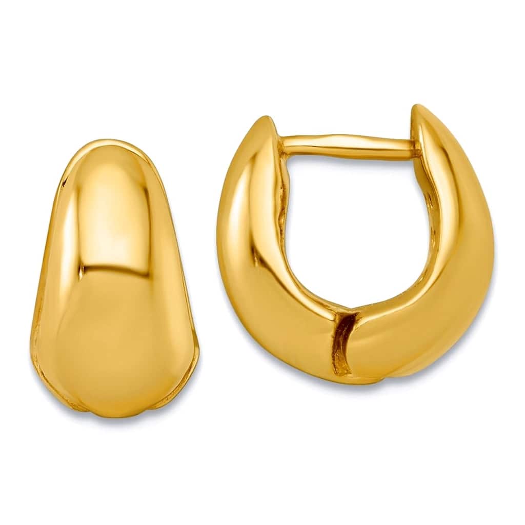 Curata 925 Sterling Silver Italian Rhodium or Gold Plated Tapered Puffed Huggies Earrings - 13x8mm