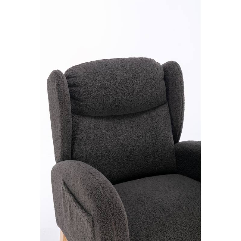Teddy Fabric Rocking Chair With Packet Wood Legs
