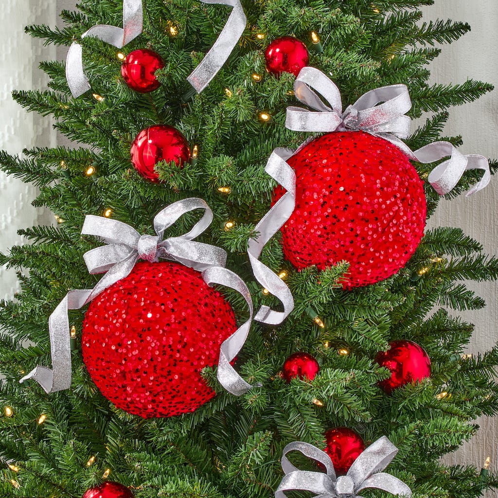8" Sequin Ball Ornament Set of 2