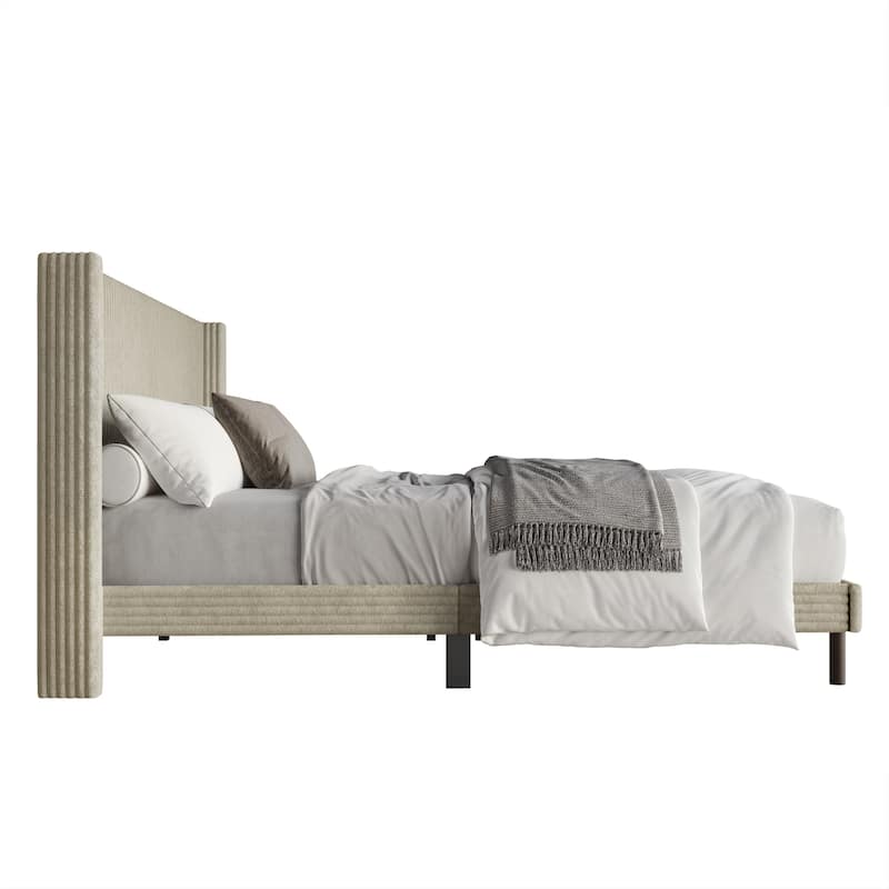 Clayfell Duluth Corduroy Velvet Upholstered Platform Bed